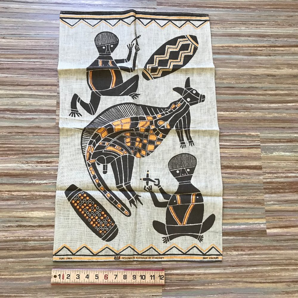 Aboriginal Artwork Linen Kitchen Towel by Starcraft Australia 18x31"